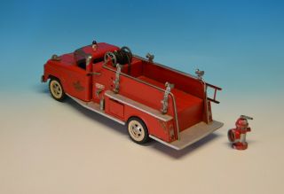 Vintage 1960 ' s Tonka Pressed Steel Firetruck w/ Hydrant Fire Truck Engine FD5 3