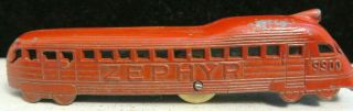 Vintage Tootsietoy 3 3/4 " Rare 117 Red 1935 Zephyr Railcar Mfg.  1935 - 1936