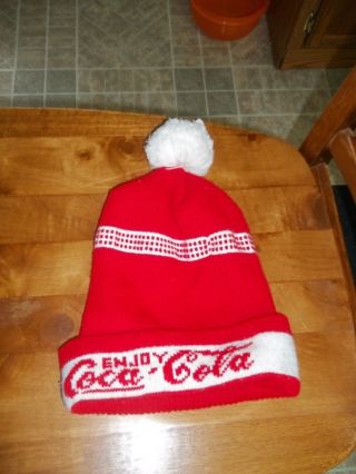 Vintage Coca Cola Pom Pom Winter Knit Ski Hat One Size