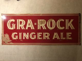 Rare Old Gra - Rock Ginger Ale Embossed Soda Sign Metal Advertising Store Display
