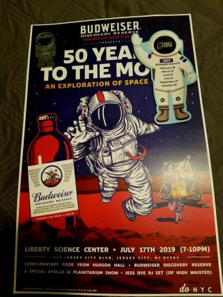 Apollo 11 Space Promo Poster And Bottle Opener Astronaut Magnet Budweiser Event