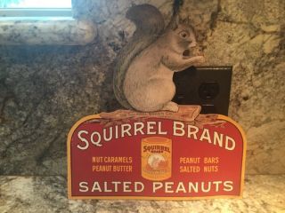 Vintage Die Cut Cardboard Display For Squirrel Brand Salted Peanuts