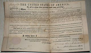 Vintage Land Office Document James Buchanan Signed 1859,  Franz Thias Missouri