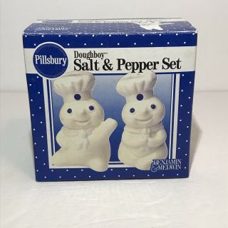 Vintage Pillsbury Doughboy Salt & Pepper Shaker Set 1997 White Benjamin & Medwin