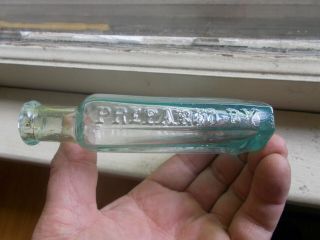 SING SING,  NY HUNT ' S LINIMENT G.  E.  STANTON 1860 EARLY HINGE MOLD DRIPPY LIP BOTTLE 4