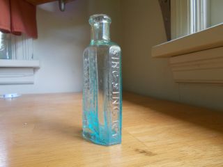 SING SING,  NY HUNT ' S LINIMENT G.  E.  STANTON 1860 EARLY HINGE MOLD DRIPPY LIP BOTTLE 8