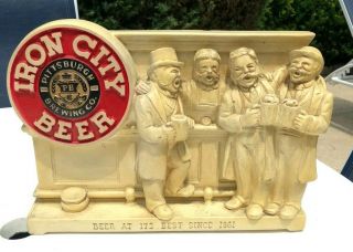 1951 Vintage Iron City Beer Chalk Shelf Sign Statue Bar Display Pittsburgh