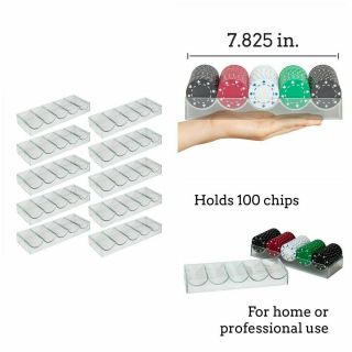 10 Pack Clear Acrylic Poker Chip Tray Casino Chips Rack Organizer Holder Storage