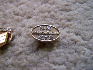 2 Chevron/Texaco (5 Stone) & Chevron Gas & Oil 14K Gold Service Award Pins. 3