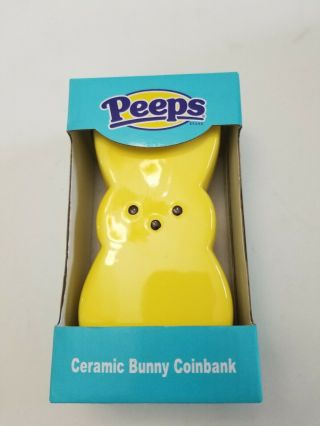 Peeps Yellow Bunny Spring Summer Kids Ceramic Coin Bank Figure Figurine