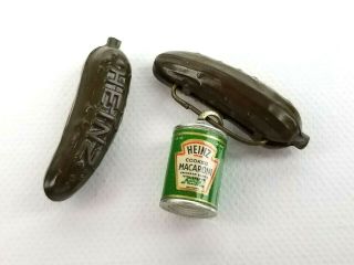 Vintage Pins,  Miniature Heinz Pickle W/ Cooked Macaroni Can W/ Additional Pickle