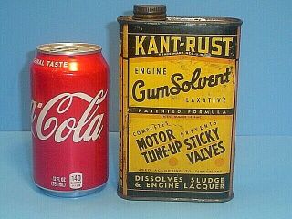 2nd Of 2 Vintage Kant - Rust Engine Gum Solvent Oil 1 Pint Metal Can