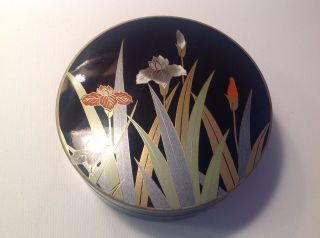 Otagiri Japan Lacquerware Gold Irises 6 Coasters And Box Set Black Lacquer