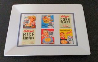 Kelloggs Vintage Cereal Box Platter Ceramic 9 " By 12 " Corn Flakes Rice Krispies