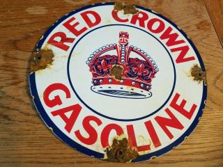 Red Crown Porcelain Sign Gas Station Standard Oil Farm Car Truck Airplane Bus