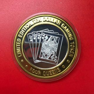 Four Queens $10.  999 Fine Silver Casino Strike - 4 Queens Diamond