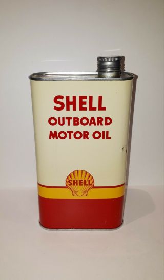 Canadian 1950s Shell Outboard Motor Oil Imperial Quart Oil Can