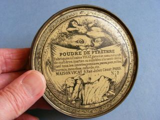 Rare Mid 19thc " Vicat " Flea Powder Tin (french) C1860 Advertising