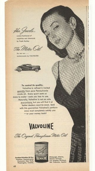 1946 Valvoline Motor Oil Advertisement