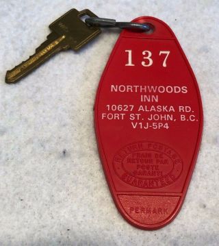 Northwoods Inn Motel Fort St.  John,  Bc British Comlumia Key Fob Room 137 Vintage