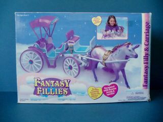 1996 Fantasy Fillies Play Set Unicorn Kristel And Carriage
