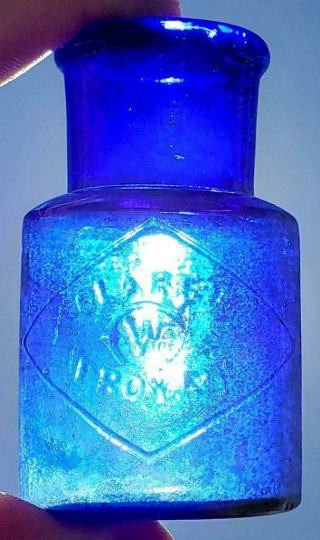 Cobalt Blue,  Antique Bottle,  Rare,  Clarke,  Rhode Island