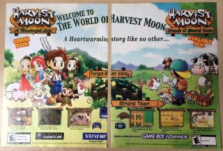 Harvest Moon Poster Ad Print Gamecube Game Boy Advance
