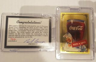 1996 Coca Cola Series 4 Sprite Boy Gold 24k Card,  Redemption