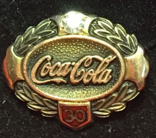 10k Yellow Gold 30 Year Coca Cola Employee Diamond Pin 2.  20g Not Scrap Gold 2