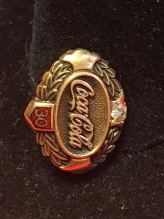 10k Yellow Gold 30 Year Coca Cola Employee Diamond Pin 2.  20g Not Scrap Gold 4