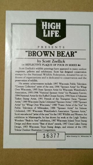 Miller high life beer mirror bar sign Brown Bear 1st of 4 in series 4 1997 JV1 5