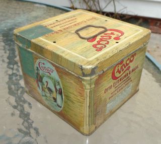 graphic old Cinco cigar box tin litho humidor 2