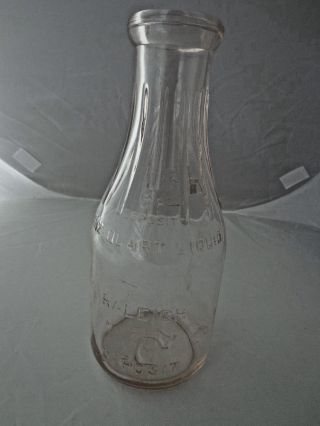 Rare Vintage Glass Milk Bottle Embossed Quart " 5 Cents Deposit  Raleigh ",  Nc