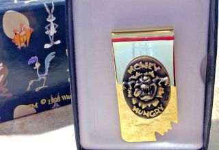 Vintage 1996 Warner Bros Taz Money Hungry Money Clip Gold Plated