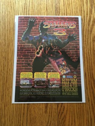 Streets of Rage 3 Sega Genesis 1994 Vintage Game Poster Ad Print Art Mega Drive 2