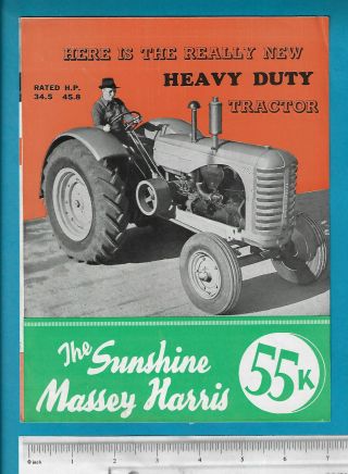 Sunshine Massey Harris 55k Heavy Duty Tractor 4 Page Brochure