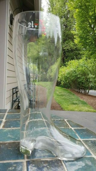 Vintage German 2 Liter Clear Beer Glass Boot Shaped 13 " Tall