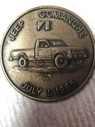 Jeep Comanche July 1,  1985 Launch Coin American Motors Thick Brass - Like