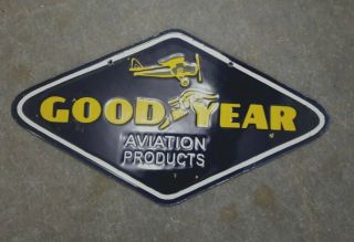 Porcelain Goodyear Aviation Products Sign Size 10 " X 18 " Inches 2 Sided