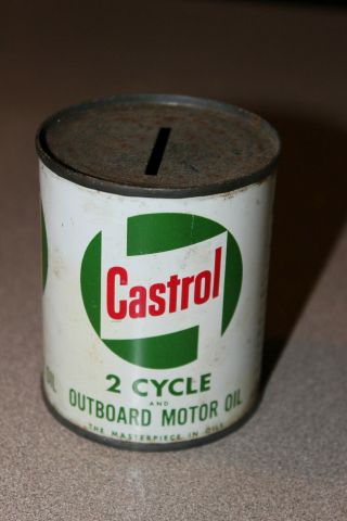 Vintage Advertising Castrol 2 Cycle Outboard Motor Oil Tin Bank