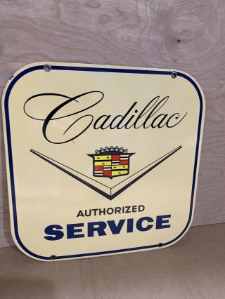 Cadillac Service Advertising Gas Oil Porcelain Sign