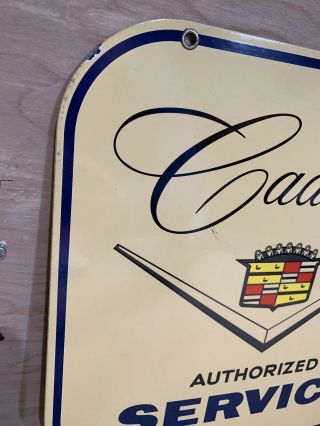 Cadillac Service Advertising Gas Oil Porcelain Sign 2