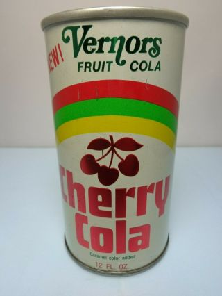 Vernors Cherry Cola Straight Steel Pull Tab Soda Pop Can Detroit Michigan