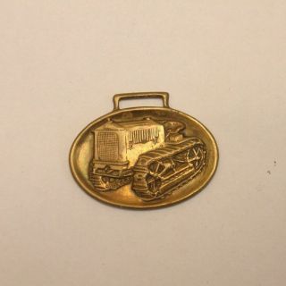 Antique Brass Advertising Watch Fob " Cletrac " Bulldozer,  Cleveland Tractor Co,  Vtg