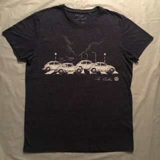 licensed THE BEETLES t - shirt - - VOLKSWAGEN bug car - - BEATLES ABBEY ROAD parody - - (L) 2