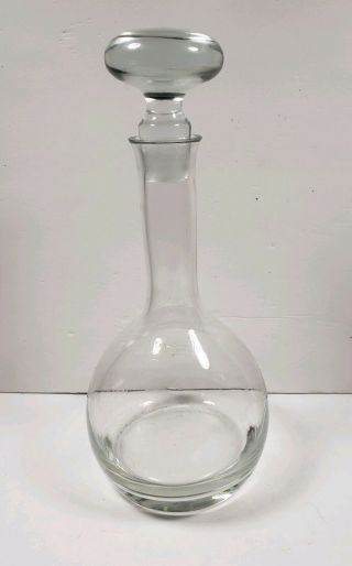 Vintage Mcm Toscany Tall Clear Glass Decanter With Stopper Handmade In Romania