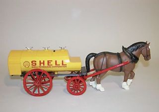 Shell 1996 Antique Horse Drawn Tank Wagon 4th In A Series Bank With Key Rare