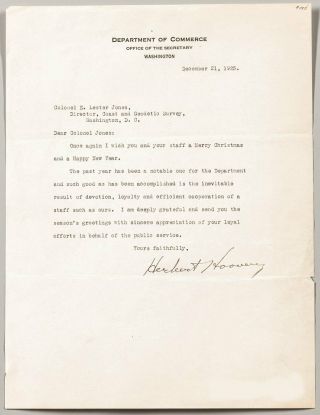 1925 President Herbert Hoover Typed Letter Signed Tls Commerce Department Letter