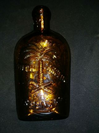 1/2 Pint Amber Tri Centenial Commemorative S C Dispensary Flask 1970 Limited Ed