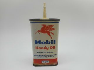 Vintage Mobil Pegasus Mobiloil Gas Station Handy Oil Oiler Tin Advertising Can
